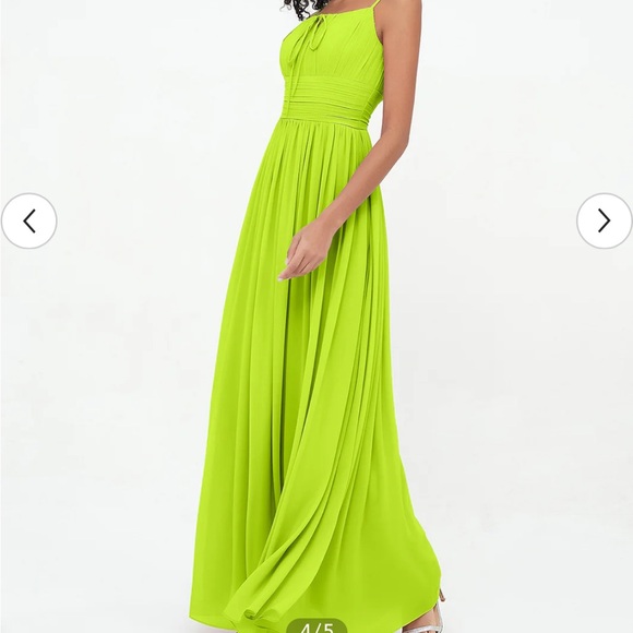 Boho Lime Green Maxi Bridesmaid Prom Dress - Picture 3 of 10